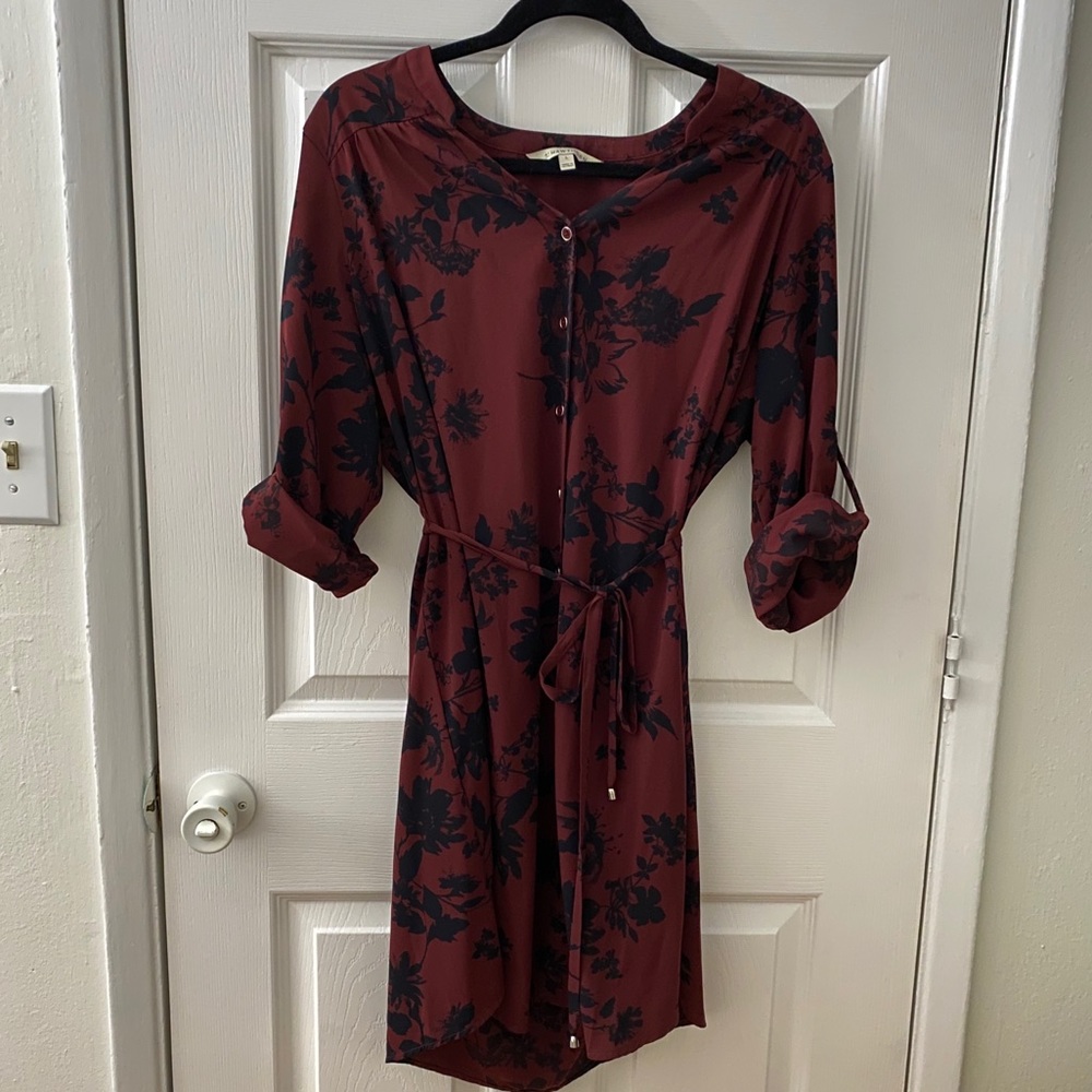 41 Hawthorn Cristen burgundy black floral dress L